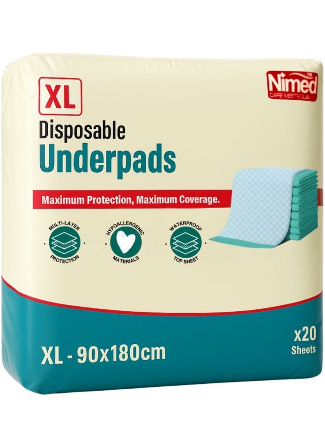 Nimed Underpads 90×180cm – Disposable Bed Protection Pads, Pack of 20 - Image 1